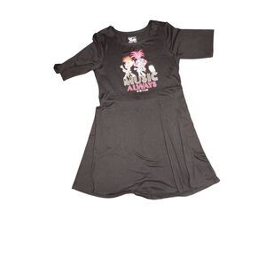DREAMWORKS TROLLS girls large 10/12 black casual 3/4-sleeve soft stretchy dress